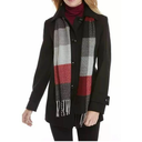 London Fog Women's Single-Breasted Wool Coat With Scarf, Black, XL