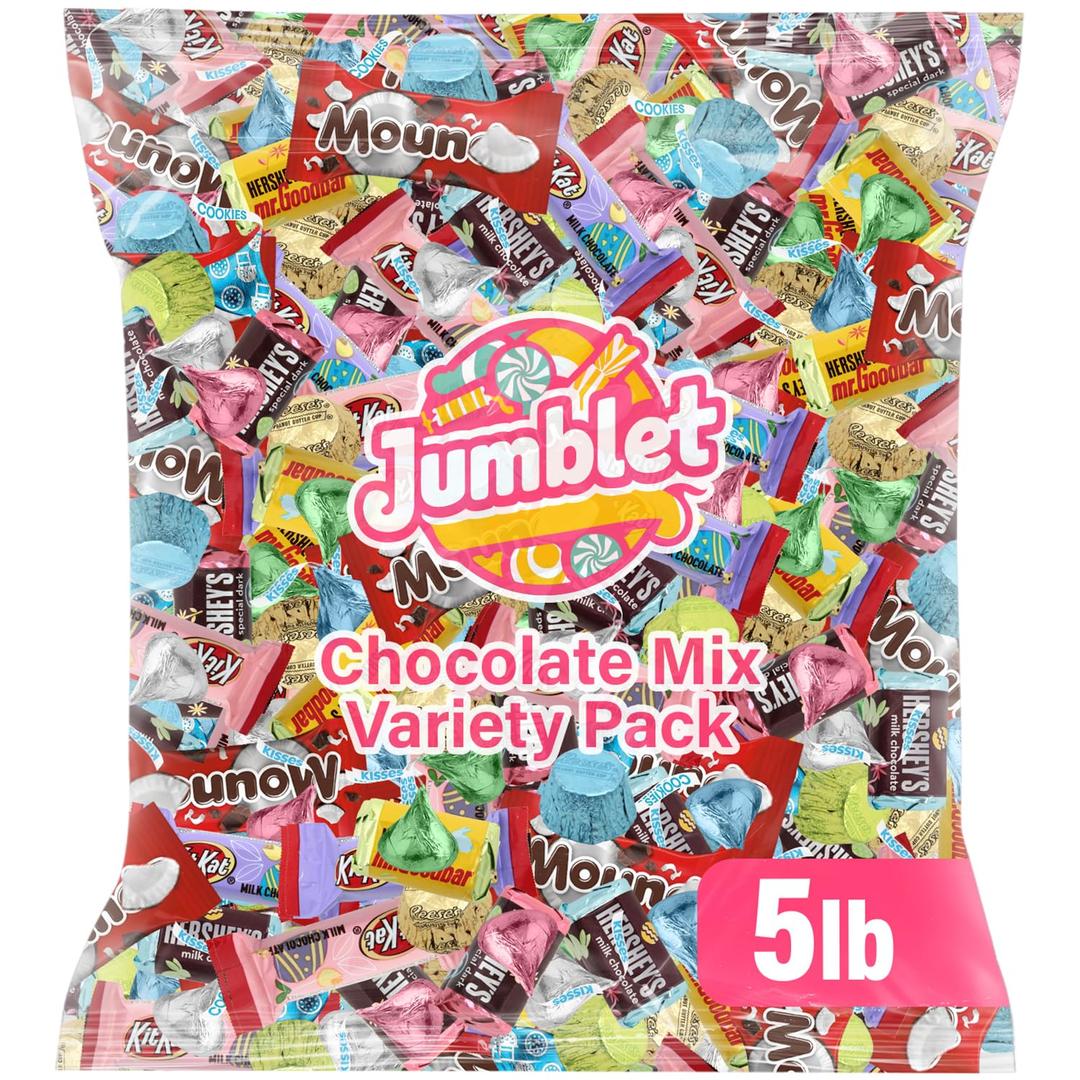 Chocolate Assorted Bulk Candy Variety Pack 5lb - Mini Chocolate Bars, Milk & Dark Chocolate Mix - Individually Wrapped Bulk Candy for Office Snacks, Party Favors and Bags/ BB Date:12/31/2025