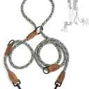 Mile High Life Hands Free Dog Leash, Crossbody Waist Leash with Genuine Leather Connection, Multifunctional Adjustable Slip Lead for Dog Walking Running (White, 8FT)