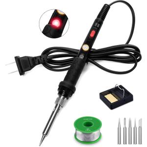Soldering Iron Kit, 60W 110V Soldering Irons, Adjustable Temperature Soldering Welding Tool Kit with Extra 5pcs Tips, Stand, Sponge, Solder Wire (9-in-1)