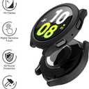 2 x Misxi 2-Pack Hard PC Case with Screen Protector for Samsung Galaxy Watch 5 Galaxy Watch 4 44mm, Ultra-Thin Scratch Resistant Cover with Tempered Glass, 1 Black + 1 Transparent