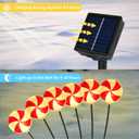 Newhale Set of 4 Lollipop Solar Christmas Decorations, 8 Modes Swaying Garden Lights, Outdoor Pathway Solar Christmas Stake Lights, Upgraded Base on Firefly Light for Lawn Decor, Warm White