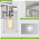 3-Light 21inch Brushed Nickel Vanity Light, Thickened Clear Glass