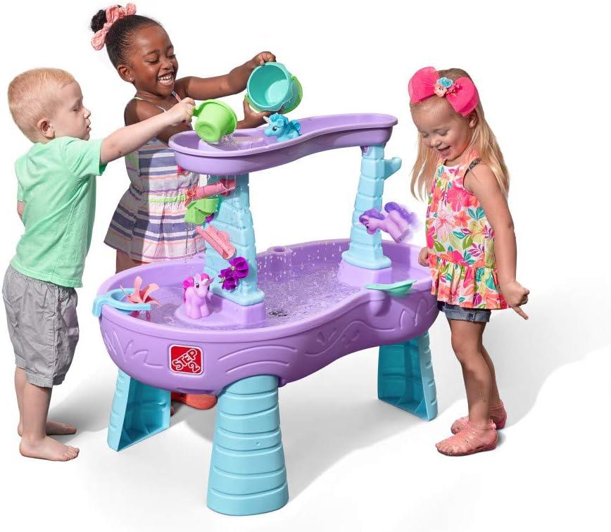 Step2 Rain Showers and Unicorns Water Table, Kids Water and Sand Activity Sensory Playset, Summer Outdoor Toys, 13 Piece Water Toy Accessories, for Toddlers 1.5+ Years Old, Blue & Purple