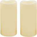 CANDLE CHOICE Waterproof Outdoor Battery Operated Flameless Candles with Timer Realistic Flickering Plastic Fake Electric LED Pillar Lights for Lantern Wedding Christmas Decorations 3x6 Inches 24 Pack (Ivory)