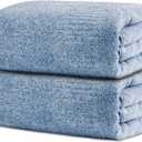SEISSO Bath Towels,Extra Absorbent & Quick Drying Towels for Bathroom,Fibre Large Bath Towel,Super Soft Multipurpose Use for Fitness,Spa,Sports Towels,Yoga Towel (Light Blue, 2 Piece Bath Sheet)