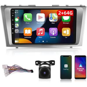 [2G+64G] 9 inches Car Radio for Toyota Camry 2007 2008 2009 2010 2011, Android 13 Touch Screen Car Stereo, Carplay/Android Auto/1080P/Hi-Fi Audio/Bluetooth + AHD Backup Camera