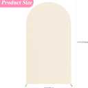 Asee'm 7.2FT Wedding Arch Cover Beige Fitted Spandex Cover 2-Sided Round Top Chiara Backdrop Stand Covers for Party Ceremony Birthday Banquet Decoration