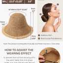 Beach Hats for Women - Straw Bucket Hats for Women, Packable Sun Hat Womens with Chin Strap, UPF 50+ Summer Protection (Beige)