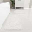 YIHOUSE Bathroom Rugs Mat Set 2 Piece White, Memory Foam Bath Mats Sets, Non Slip Water Absorbent Washable Bath Rugs for Sink, Toilet and Floor