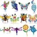 12 Pcs Women Brooch Bulk Set Rhinestone Animal Insect Crystal Pins Butterfly Dragonfly Hummingbird Owl Peacock Bee Brooch Pin DIY Diamond Painting Christmas Gifts Bulk for Party Favors Fashion
