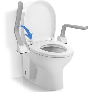 VARIPOWDER Toilet Safety Rails with Non-Slip Handles (520lbs), Upgraded Toilet Safety Frame for Senior, Heavy-Duty Bathroom Support for Standing Aid, Aging in Place Toilet Handles for Elderly