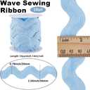 GORGECRAFT 1.34 Inch Rick Rack Trim for Sewing 10 Yards Jumbo RIC Rac Ribbon Christmas Rickrack Sky Blue Wave Bending Fringe Trim Woven Braided Fabric Lace Zig Zag Trim for DIY Crafts Wedding