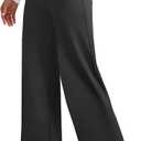 Keriffe Womens Wide Leg Yoga Pants with 4 Pockets High Waist Stretchy Loose Dress Work Casual Sweatpants, Size: Large