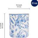 Bico Blue Garden Toile De Jouy Ceramic Utensil Holder Set of 2, Ceramic Kitchen Utensil Crocks for Countertop, Large Cooking Tool Holder Counter Decor, Spatula Organizer