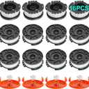 16 Pack Weed Eater String Compatible with Black+Decker, AF-100 0.065" Weed Wacker String Refill 240ft Automatic Feed String Trimmer Replacement Spool Line for Black&Decker(12 Spool+4 Cap+4 Spring)