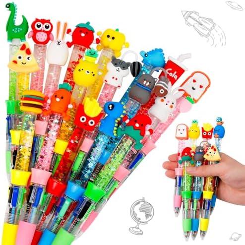 CZWZ 20Pcs Multicolor Pens in One 4-in-1 Cute Pens Bulk for Kids, Ballpoint Pen for Birthdays and Children's Parties, Fun Gifts Assorted Ink Kawaii Pen(Style 1)