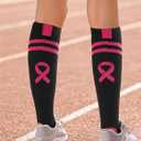 12 Pairs Breast Cancer Awareness Socks for Women Pink Ribbon Crew Socks Non-Slip Comfortable Stretchable Sport Socks (Pink)