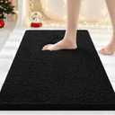 Smiry Luxury Chenille Bathroom Rugs 30x20, Extra Soft and Absorbent Shaggy Bath Mat, Machine Washable, Non-Slip Plush Carpet Runner for Tub, Shower, and Floor, Home Decor Accessories, Black