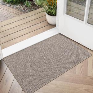 LUMI Ultra Thin Door Mat for Entryway, Low Profile Non Slip Rubber Backing Indoor Doormat, Easy Clean Welcome Entrance Mat for Inside House, Patio,Beige 24"x36"
