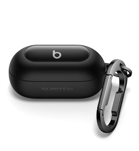 SURITCH Cases for Beats Solo Buds 2024 Case Cover, Magnetic Protective Covers for Beats Solo Buds Wireless Earbuds, Rugged Bumper Case with Magnetic Lok & Carabiner & Keyring & Cleaning Kit, Black