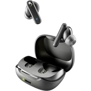Skullcandy Smokin Buds Wireless Earbuds, Bluetooth Headphones, Noise Isolating Fit, Up to 20 Hours Battery, IPX4 Sweat and Water Resistant, Microphone for iPhone Android - True Black
