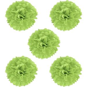 PATIKIL 8" Tissue Pom Poms Flowers, 5 Pack Paper Flower Ball for Wedding Bridal Shower Birthday Bachelorette Party Backdrop Decoration, Lime Green