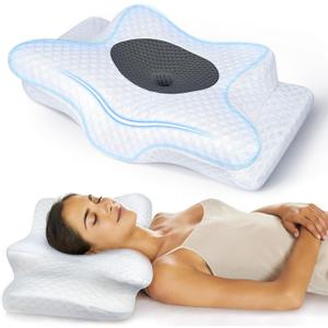 5X Pain Relief Cervical Pillow for Neck and Shoulder Support, Adjustable Memory Foam Sweet Sleeping, Odorless Ergonomic Contour Neck, Orthopedic Bed Pillow for Side Back Stomach Sleeper (Queen, Gray)