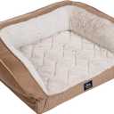 Serta Orthopedic Quilted Couch Dog Bed for Pets  Desert Sand (Small) (28.0"L x 21.0"W x 8.0"Th)