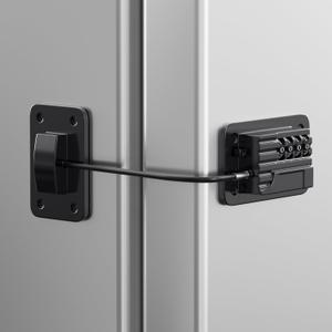 Refrigerator Lock, Heavy Duty Fridge Locks for Kids, Freezer Lock with Combination for Refrigerator Drawer Cabinet Safety, Easy to Install No Keys Needed Black