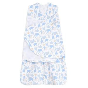 HALO 100% Cotton Sleepsack Swaddle, 3-Way Adjustable Wearable Blanket, TOG 1.5, Blue Safari, Small, 3-6 Months