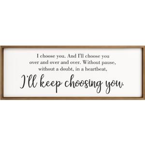 3511.8 Inche I Choose You Wall Art, Wooden Large Romantic Love Quotes Sign, Couple Above Bed Wall Decor For Bedroom Living Room Fireplace Home Decor (large)