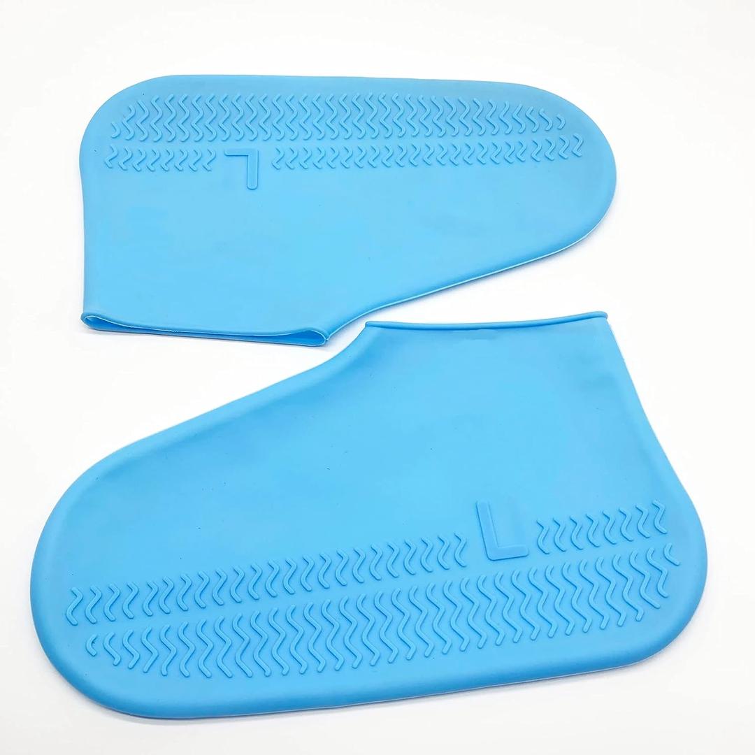 Waterproof Shoe Covers for Kids, Women & Men. Reusable, Anti-Slip, Dustproof & Rainproof Silicone Rubber Overshoes, Rain Footwear Protectors, Outdoor, Cycling, Biking, Walking. Sustainable & BPA Free. (Small (Size 4 - 6), Blue)