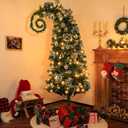 32Pcs 6 FT Christmas Tree with Light and Nightmare Ornament Ball Before Bendable Whimsical Christmas Tree with Black White Bow Ball 8 Modes String Light Crooked Bent Top for Home Decor (Green)