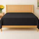 King Size Flat Sheet - Hotel Quality Top Flat Bed Sheet Only - Ultra-Soft, Comfy, Breathable & Cooling - Fade & Wrinkle Free - Easy-Care, Stain & Shrink Resistant Bedding - Easy-Fit & Oeko-Tex - Black