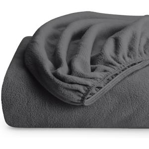 Bare Home Super Soft Fleece Fitted Sheet - Queen Size - Extra Plush Polar Fleece, No-Pilling - Deep Pocket - All Season Cozy Warmth (Queen, Grey)