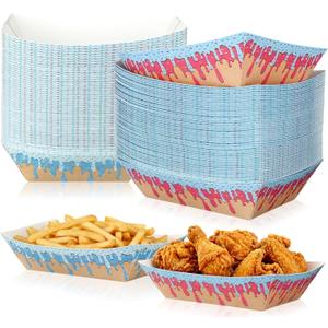 100 Pack 2Lb Baseball Snack Trays Ice Cream Drip Birthday Decorations, Baseball Paper Food Boat Trays, Ice Cream Drip Disposable Serving Boat Plate for Snack Popcorn Bakery Dessert Sandwich