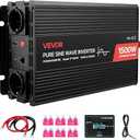 VEVOR 1500W Power Inverter, 12V DC to 120V AC Pure Sine Wave Inverter, Car Charger Converter with Remote Control, USB & Type-C Ports, 4 AC Outlets, Fast-Charging for RV, Truck Outdoor Camping