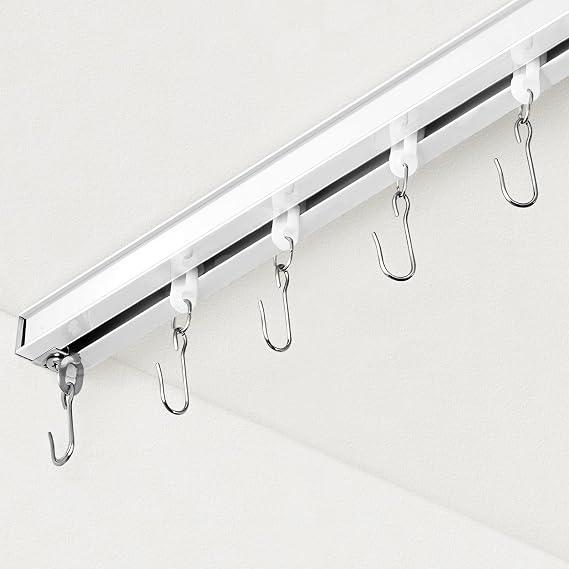 FELIDESIGN Ceiling Curtain Track, Room Divider Rail Set, White, 6ft-9ft
Heavy Duty Aluminum Curtain Track Ceiling/Wall Mounted for Living Room, Bedroom & Sliding Door, Includes Roller Hooks & Saw