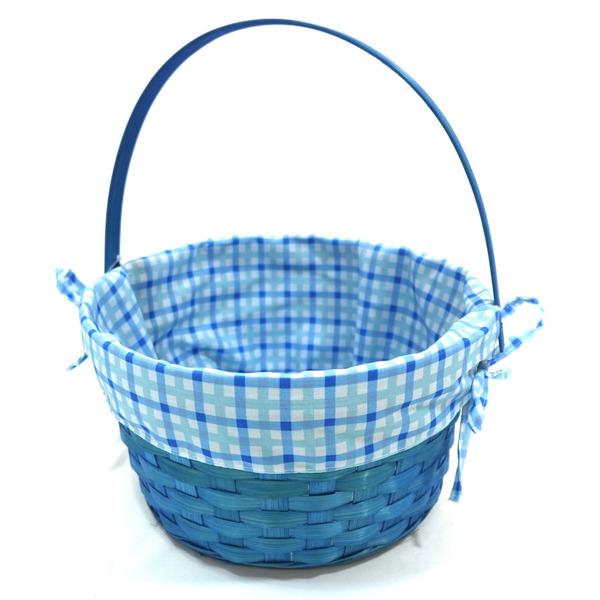 HH 10in Lined Bamboo Basket - Blue, 2 PCS