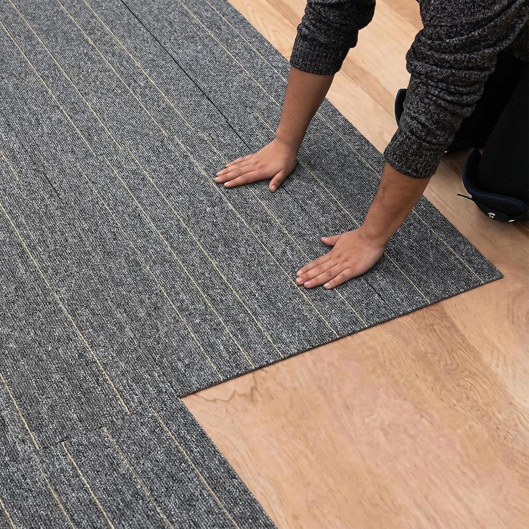 20"x20" Peel and Stick Carpet Tiles, 10-Pack Self-Adhesive Floor Squares with Non-Slip Soft Padding for Indoor Outdoor Use in Kitchen, Bedroom, Office (PD-01)