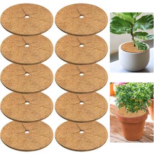 Legigo 10pcs Coconut Fiber Mulch Ring Tree Plant Protector Mat, 9 Inch Natural Coco Coir Tree Mulch Ring Plant Pot Soil Cover, Tree Rings Disc Plant Cover for Indoor Outdoor Plants, Landscaping