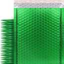 Metallic Matte Green Bubble Mailers - Durable 4x8 Inch Padded Envelopes - Tear-Resistant Shipping Bags, Pack of 25
