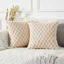 Pack of 1 Super Soft Cozy Decorative Throw Pillow Covers Fuzzy Plush Faux Fur Luxury Cushion Cover Pillowcase for Sofa Couch Bed Livingroom 16x16 Inch Beige