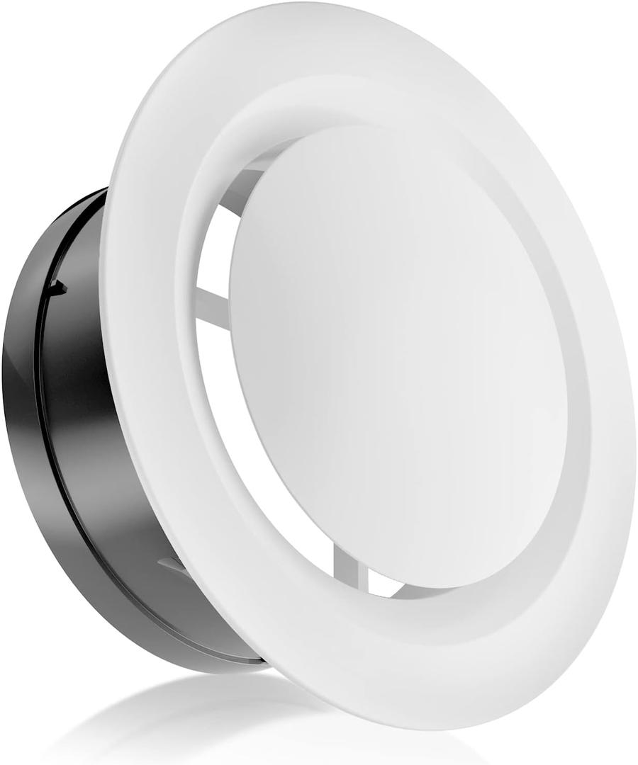 HG Power 6 Inch Soffit Vent, Adjustable Air Vent Cover, ABS Round Ceiling Vent Covers for Living Room, Attic, Bathroom, Kitchen, Ventilation Use, White - Opening Size 5.66"