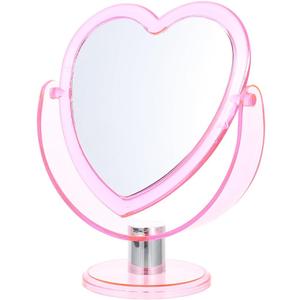 Double Sided Makeup Mirror Hear-Shaped Table Mirror Desktop Cosmetic Vanity Heart Shaped Makeup Vintage Makeup Dresser Rotatable