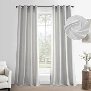 HPD Half Price Drapes Basic Faux Linen Curtains Grommet - 50*60 inch - Natural Linen Curtain for Living Room, Bedroom, Dinning Room, Modern Farmhouse Drapes, Off White