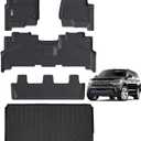Floor Mats & Trunk mat for 2018-2024 Ford Expedition MAX (Only Fit 8 Seats) (2 Row Bench Seat),TPE All Weather Protection 3 Rows Car Floor Liners with Cargo Liners Accessories