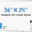 DUMOS Magnetic White Board Kit for Wall 36" x 24", Dry Erase Board with 1 Dry Eraser & 2 Multicolor Markers & 4 Magnetic Pins, Reinforced Aluminum Frame for Home, School, Office