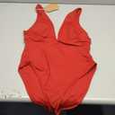 Womens One Piece Swimsuit Tummy Control Bathing Suit Sexy Deep V Neck Cheeky High Cut Swimwear (Large, Red)